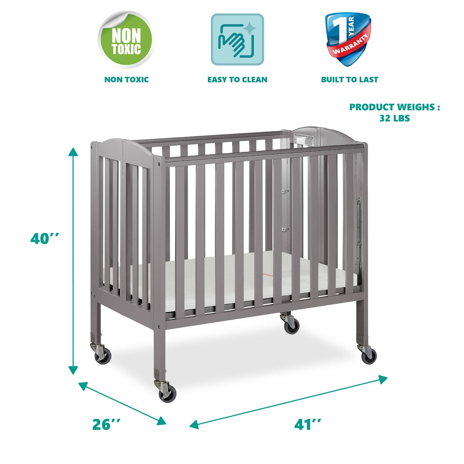 Dream on Me 3 - in - 1 Portable Crib Gray