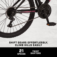 Mongoose 24 - In. Excursion Unisex Mountain Bike, Black, 21 Speeds