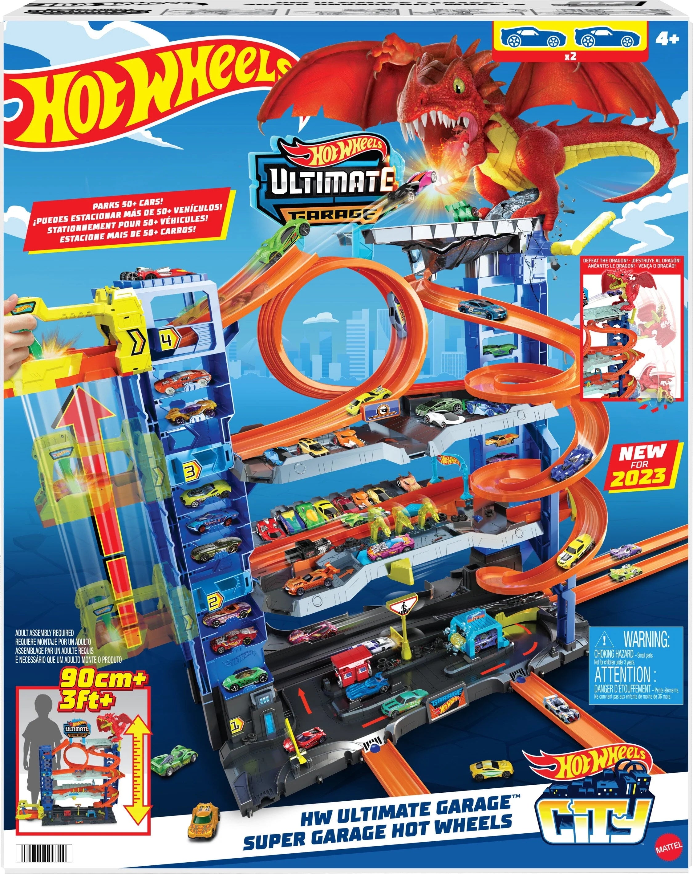 Hot Wheels City Ultimate Garage Playset with 2 Die - Cast Cars, Toy Storage for 50+ Cars