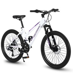 POWANLI 26" Mountain Bike for Women, 21 Speeds Mountain Bicycles with Dual Disc Brakes and 100mm Front Suspension, Pink(Gift)