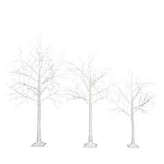 AECOJOY Set of Lighted Birch Tree, 4FT/5FT/6FT LED Artificial Tree with Warm White Lights, Christmas Tree for Decoration