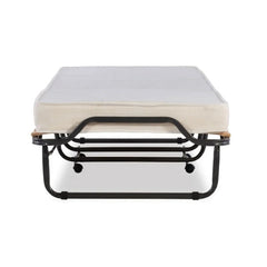 Riverbay Furniture Metal Folding Bed with Memory Foam Mattress in Beige