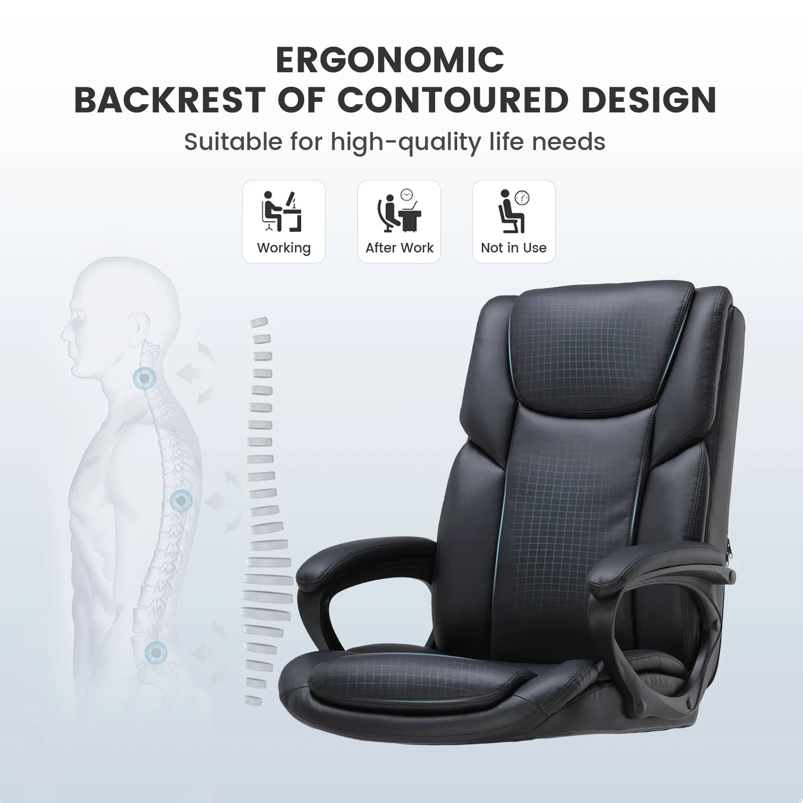 Mainstays Executive Ergonomic High Back Leather Home Office Desk Chair, Black