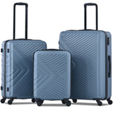 3 Piece Blue Luggage Travel Set, 20" 24" 28" Carry on Luggage with Spinner Wheels, Lightweight Hard Case Luggage Travel Suitcase Christmas Gifts for Business Trip Holiday Travel Cruise