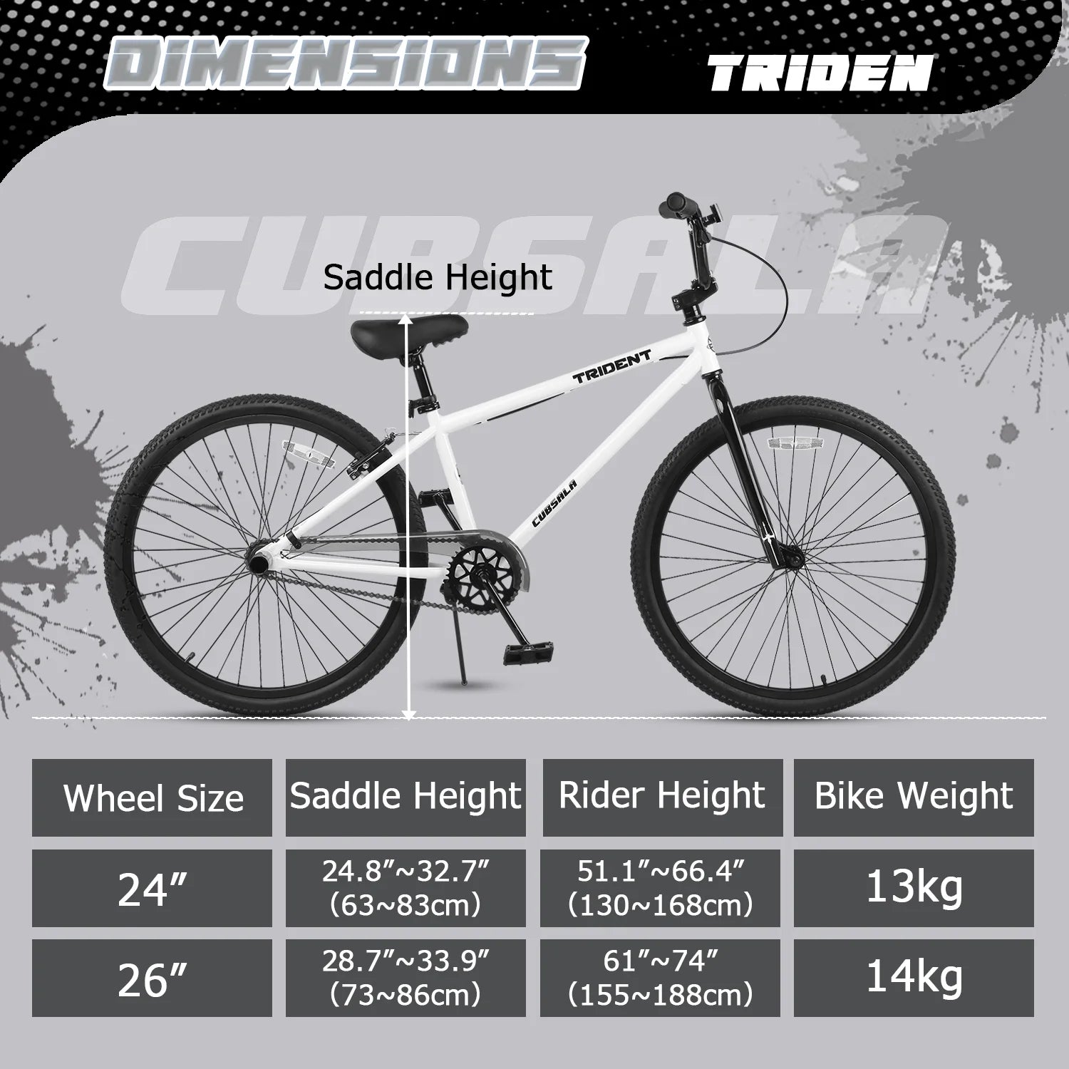 Cubsala 24 in BMX Race Bike Trident Bicycles Beginner - Level to Advanced Riders with 2 Pegs Trick Cycling and Professional Riding, Black