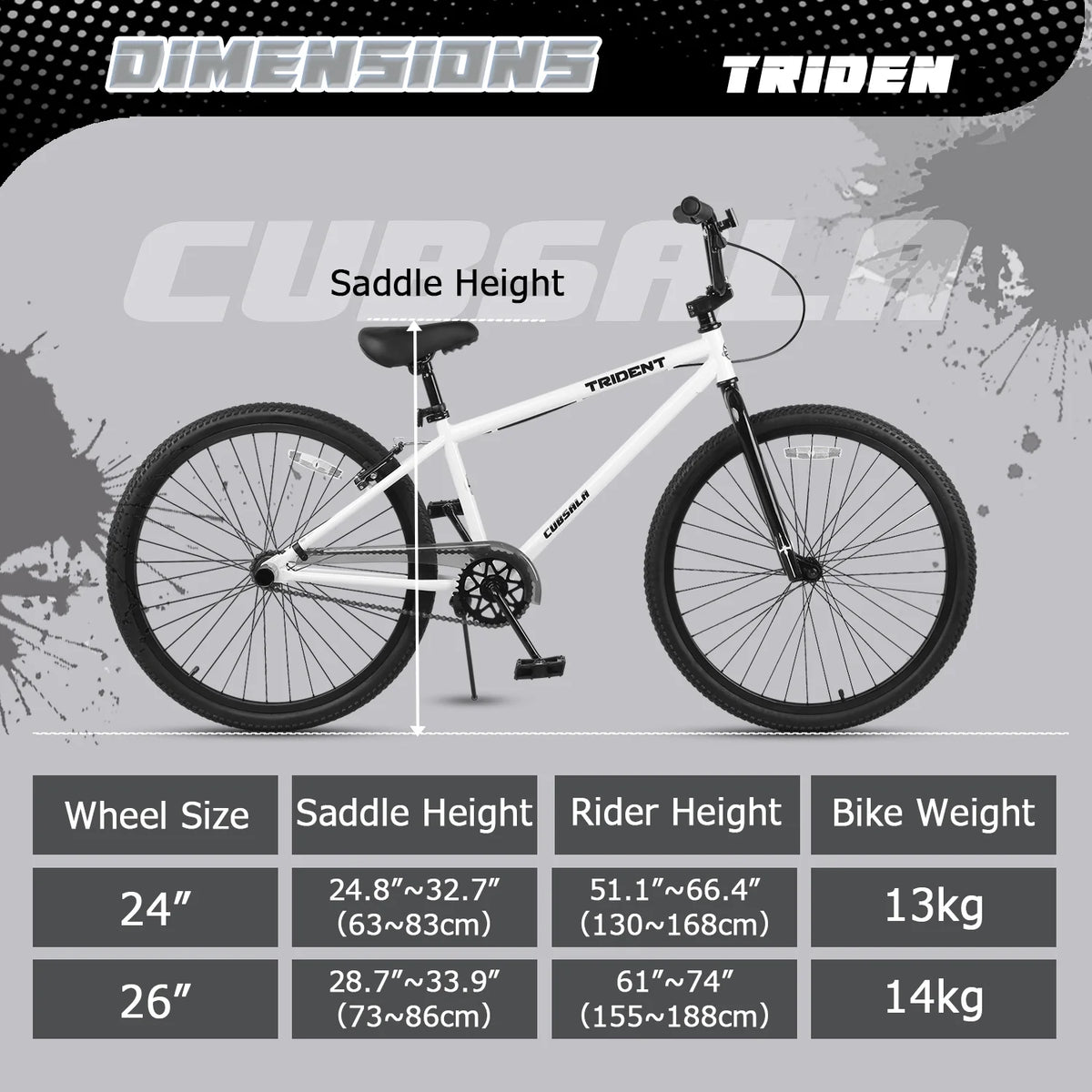 Cubsala 24 in BMX Race Bike Trident Bicycles Beginner - Level to Advanced Riders with 2 Pegs Trick Cycling and Professional Riding, Black