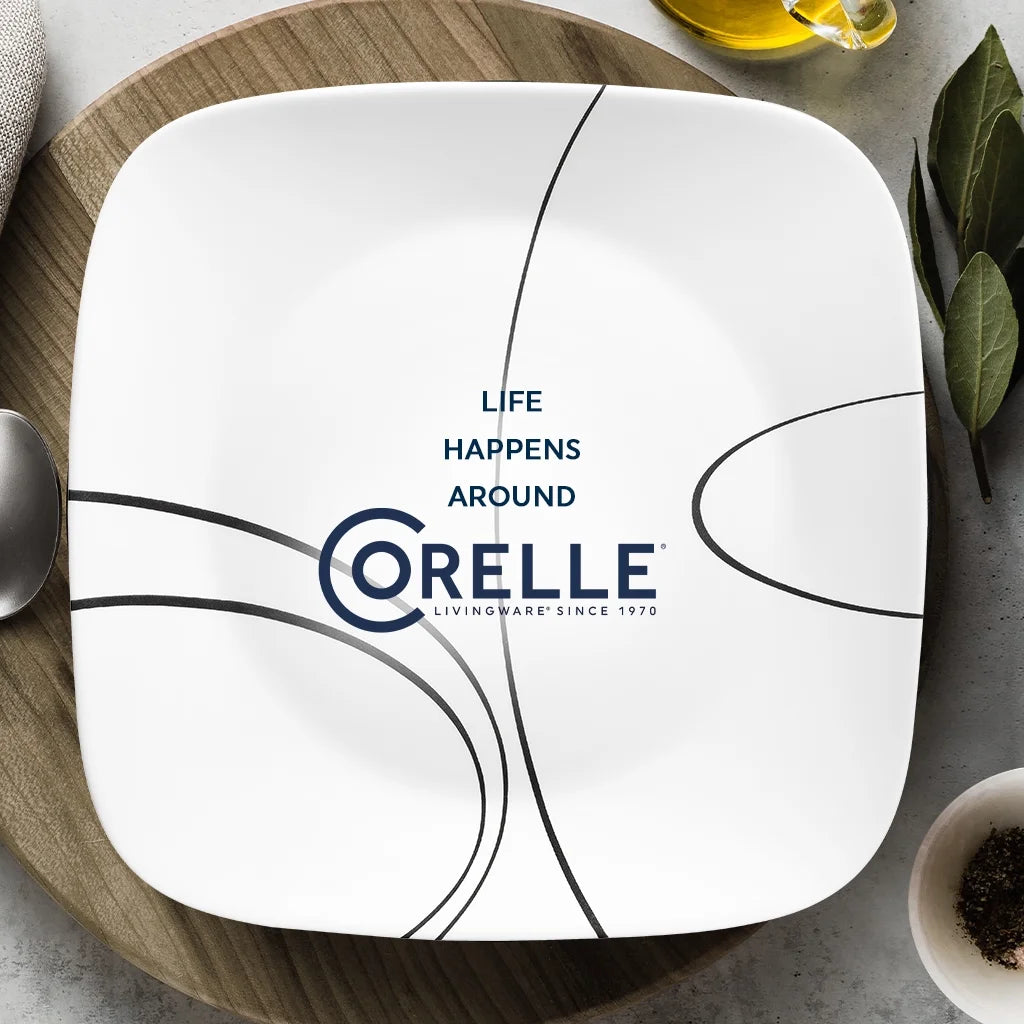 Corelle Simple Lines 12 - Piece Square Glass Dinnerware Set (Service for 4)