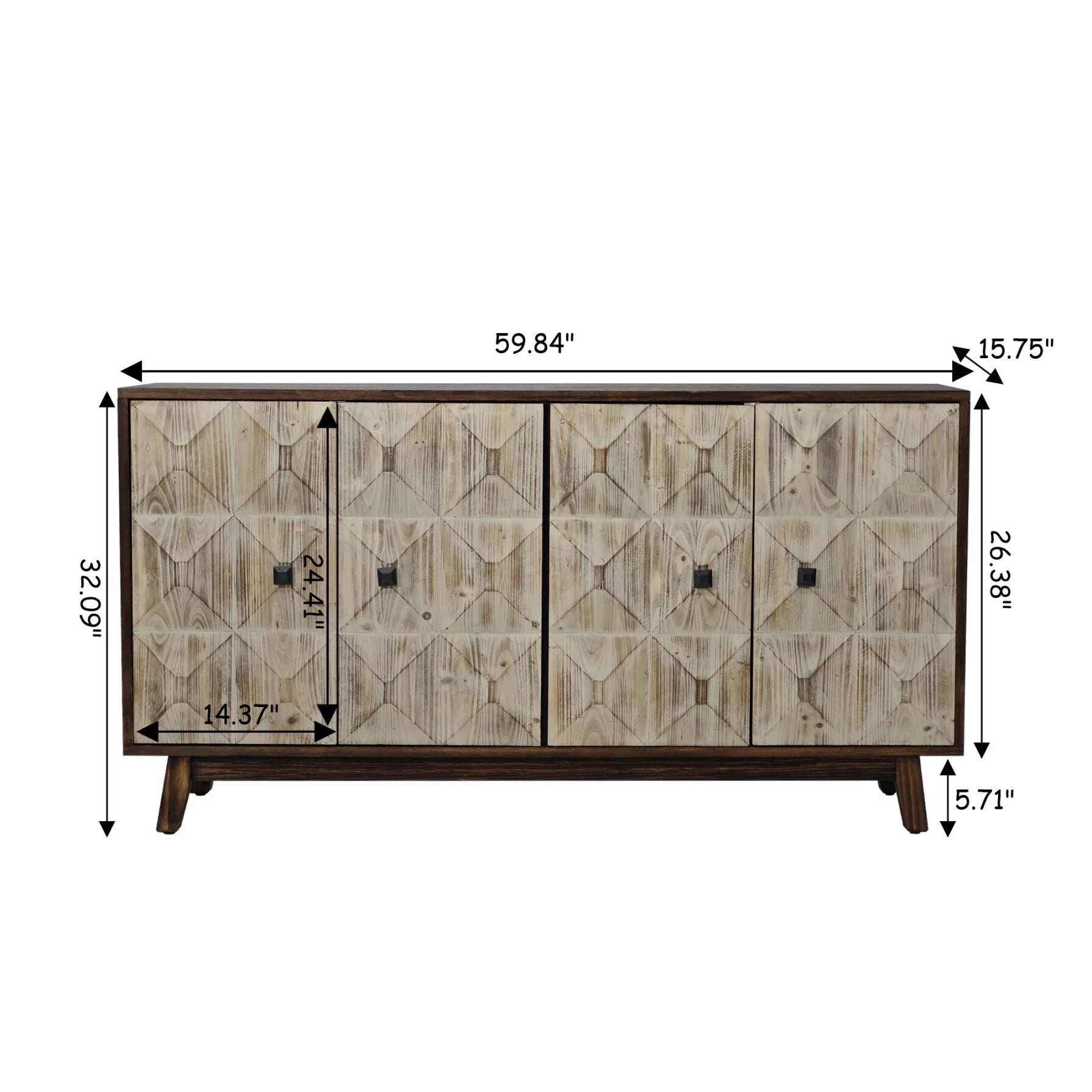 Large 4 - Door Storage Cabinet with Adjustable Shelves, Modern Multi - Room Organizer for Living Room, Kitchen, Bedroom, Hallway - Blue