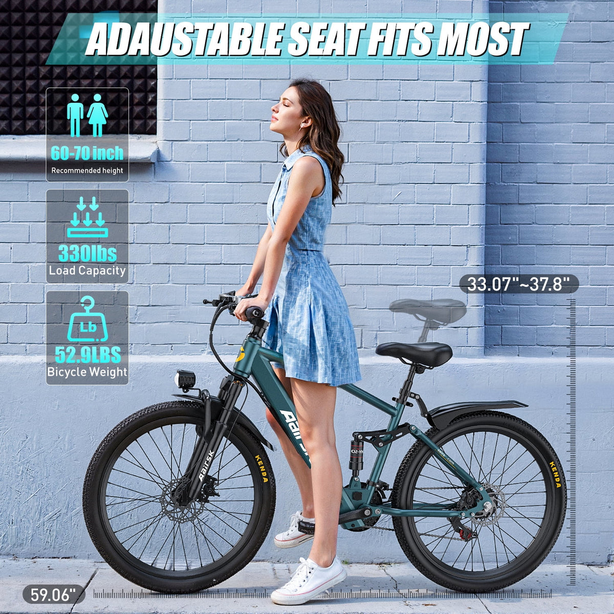 Aairsk 24'' Electric Bike for Adults, 400W E - Bicycle, Top Speed 25MPH, 36V 13AH Battery, City Mountain Ebike