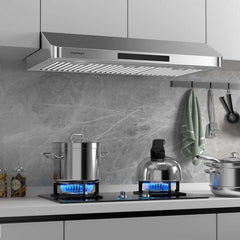 36/30 Inch Under Cabinet Range Hood with Gesture/Touch/Remote Control, 900 CFM Kitchen Vent w/ 4 Speed, Adjustable LED Lights