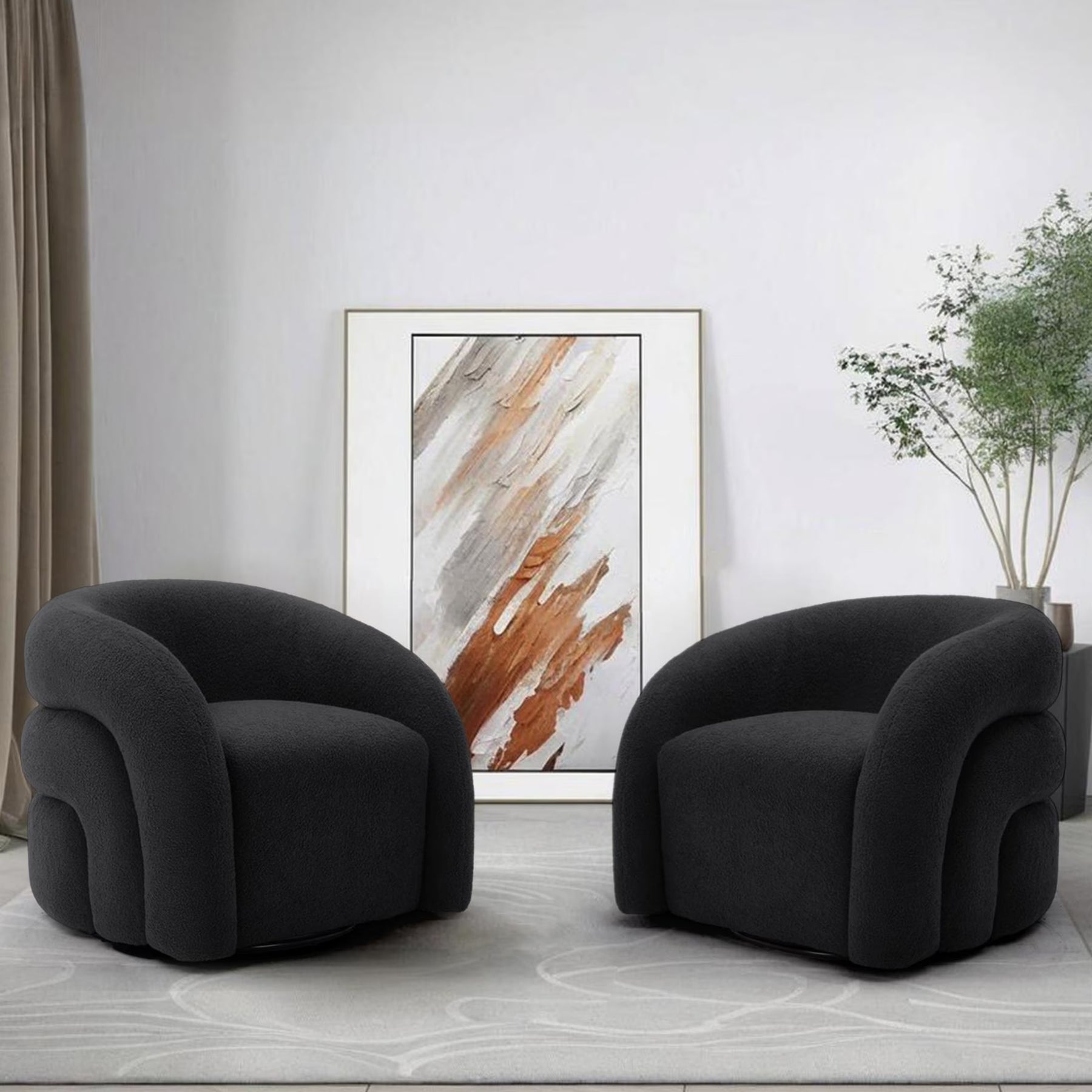 360 Swivel Accent Chair for Living Room, Boucle Barrel Armchair Single Sofa Chair Reading Chair, Sage Green