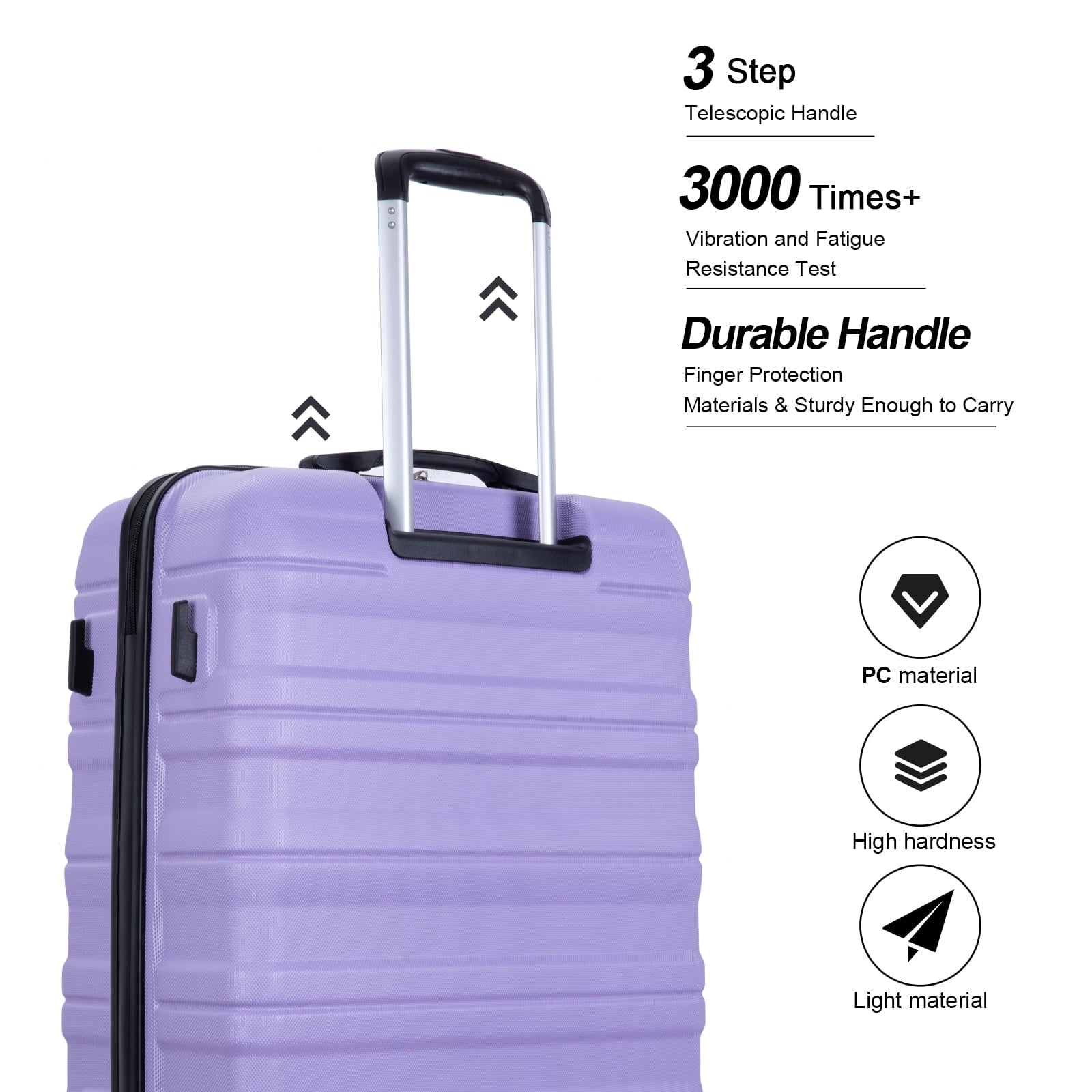 Tripcomp Hardside Luggage Set 3 - Piece Set (21/25/29) Lightweight Suitcase 4 - Wheeled Suitcase Set(Purple)