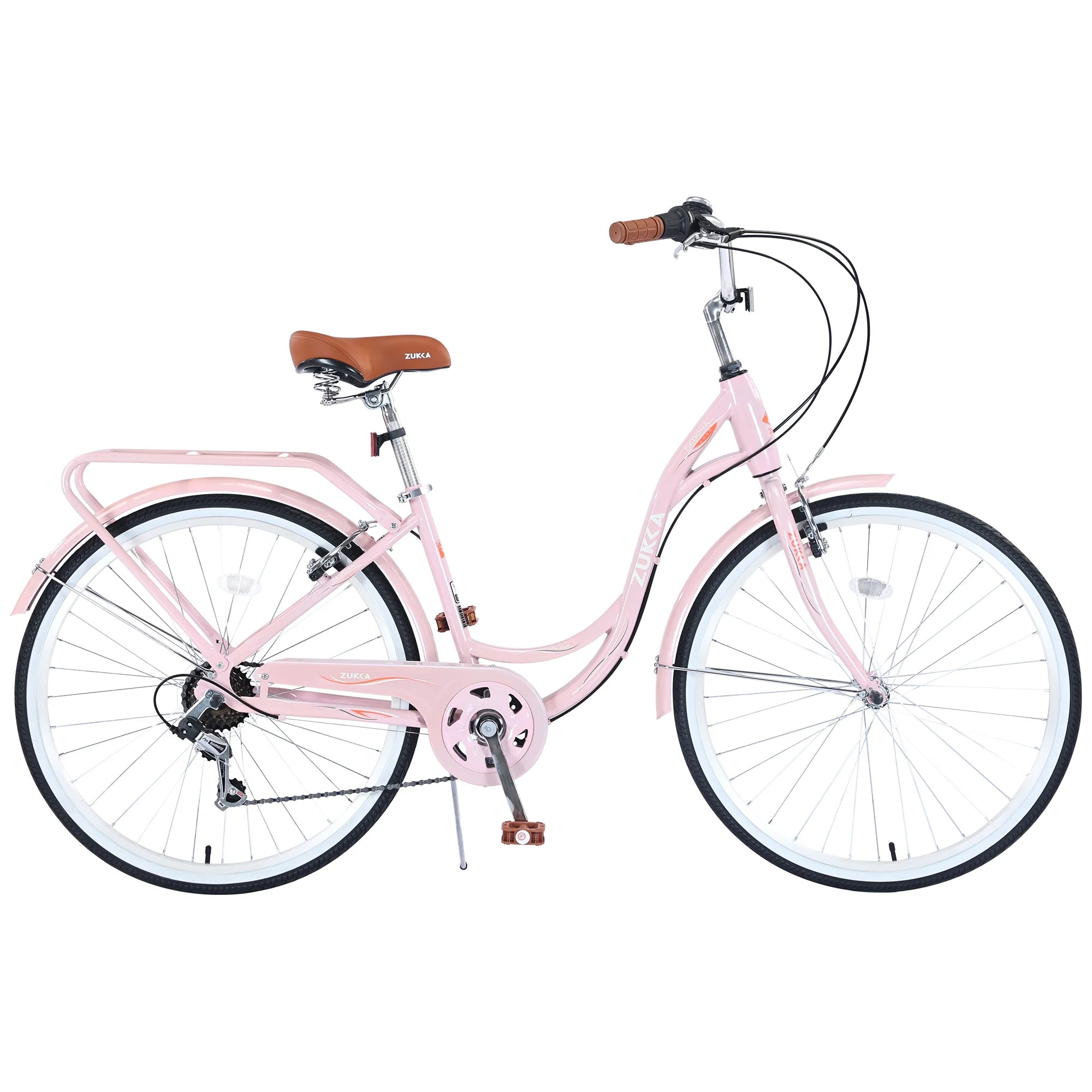 Aukfa 26" Cruiser Bike, 7 Speed Bicycle Hybrid Bikes for Women Girls Ladies, Arctic